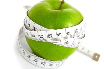 Green apples measured  the meter, sports apples