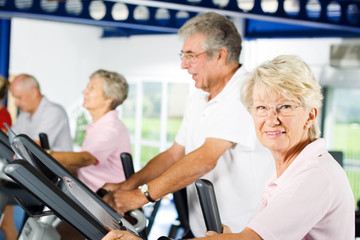 Older people exercising in the gym