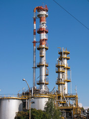 Chemical Plant with  stacked drums..