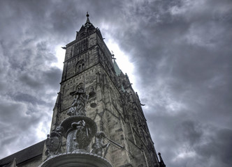 Tower of St. Lorenz with fountain, Nuremberg