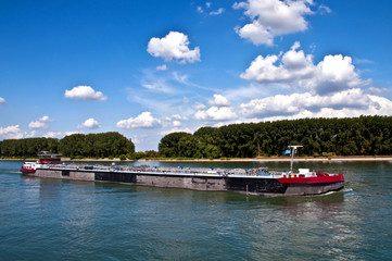 Cargo ship on Rhine river