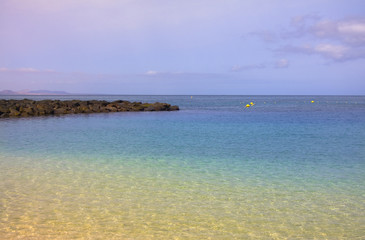 Beautiful beach of Playa Blanca in Lanzarote Island Spain