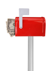 Mailbox with flag and money