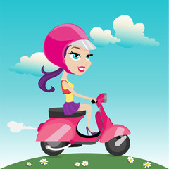 Fototapeta na wymiar woman riding motorcycle vector