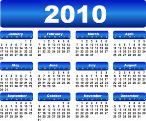 Blue calendar for 2010 year