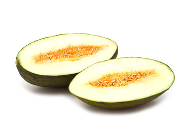 slice melon on white background