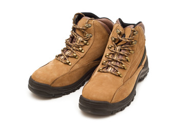 modern working boots on a white background ..