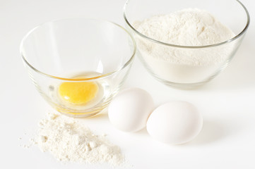 Chicken eggs and flour