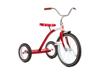 Papier Peint photo Lavable Vélo Tricycle rouge sur blanc