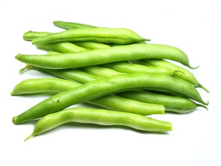 Green beans on white
