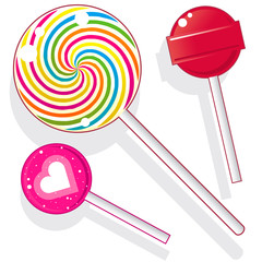 Lollipops and candy suckers in vector illustration