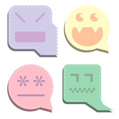 Pastel vector digital ghost icons for cute Halloween