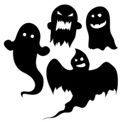 Set of ghost silhouettes for halloween or spooky designs