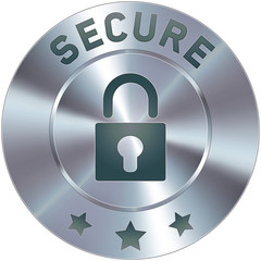 Stainless steel vector secure icon or button