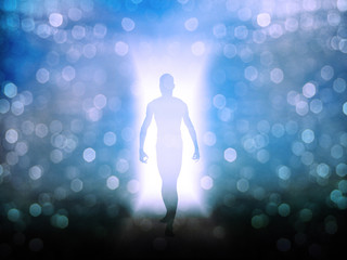 Figure in door way of light