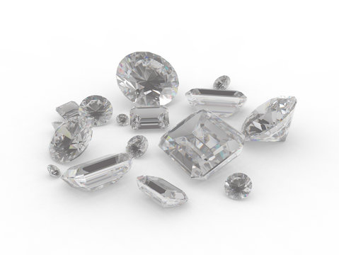 Round emerald cut diamond gemstones