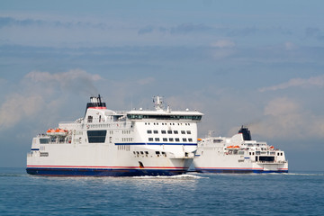 Fototapeta na wymiar A pair of ferry ships