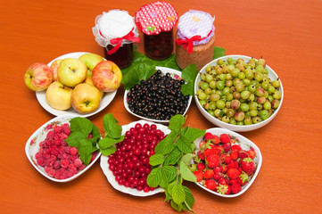 Jam and fresh fruit