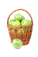 Basket with green apples.