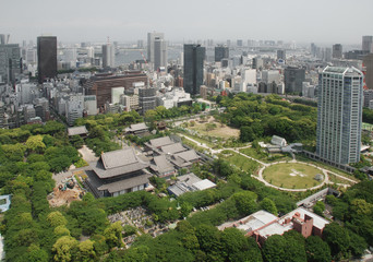 Naklejka premium Aerial View of Zojo-Ji Temple
