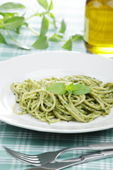 Spaghetti with pesto sauce