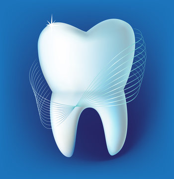 Tooth on a dark blue background