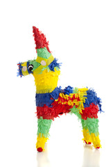 A traditional Mexican Pinata on White