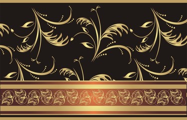 Decorative ribbon on the floral background. Vector