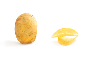 potatoes on the white background