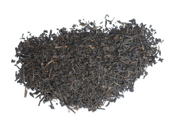 thé en vrac sur fond blanc