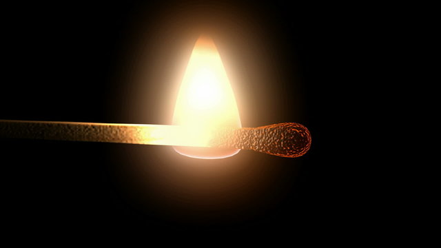 Match burning animation. CG.
