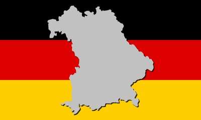 Fototapeta premium Die Umrisse Bayerns auf der Deutschlandflagge