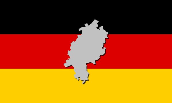 Die Umrisse Hessens auf der Deutschlandflagge