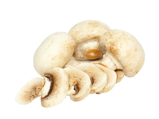 Cut of mushroom champignon.Isolated