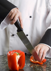 Chef Cutting Red Pepper