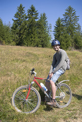 Fototapeta premium Young bicycle traveler