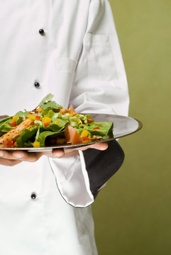 Chef Presenting Healthy Chicken Salad