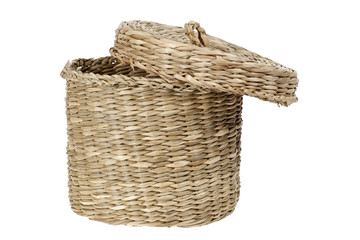 Basket with lid isolated on white background