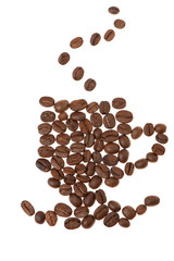 Cup from grains of coffee