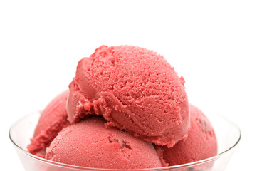 red ice cream on white background