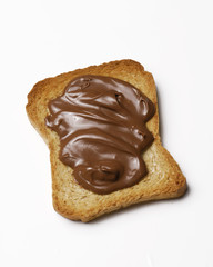 Bread slice and chocolate.