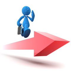 Businessman with tie and briefcase rushing to work