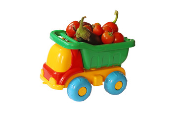Toy truck with vegetables