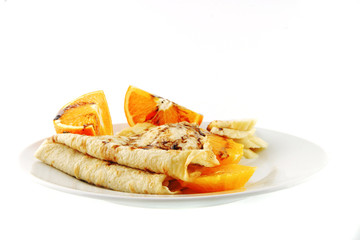 pancake with orange on dish