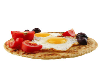 fried eggs with vegetables