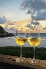 romantic drink on beach