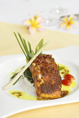 salmon grilled with rice