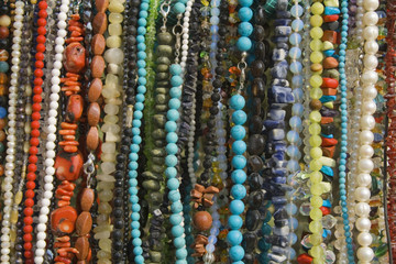 Colorful jewelry beads texture for background