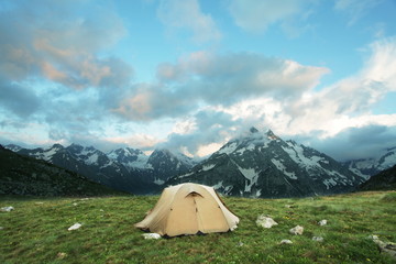 Tent in mountains