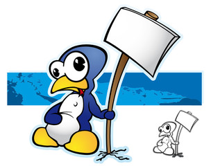 pinguin mascotte panneau